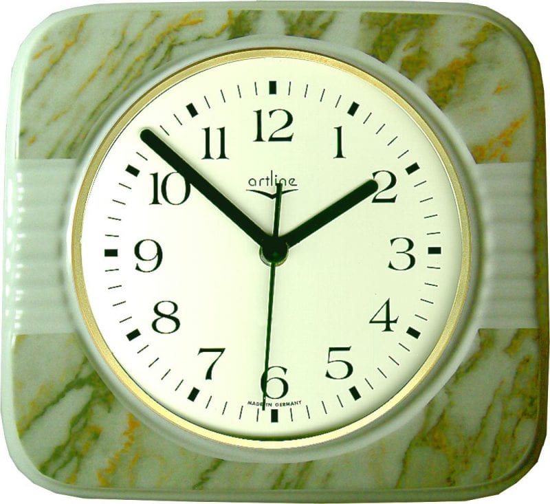 Keramik Küchenuhr grau-schwarz modernes Dekor, Pinkrand Quarzuhr – Evit