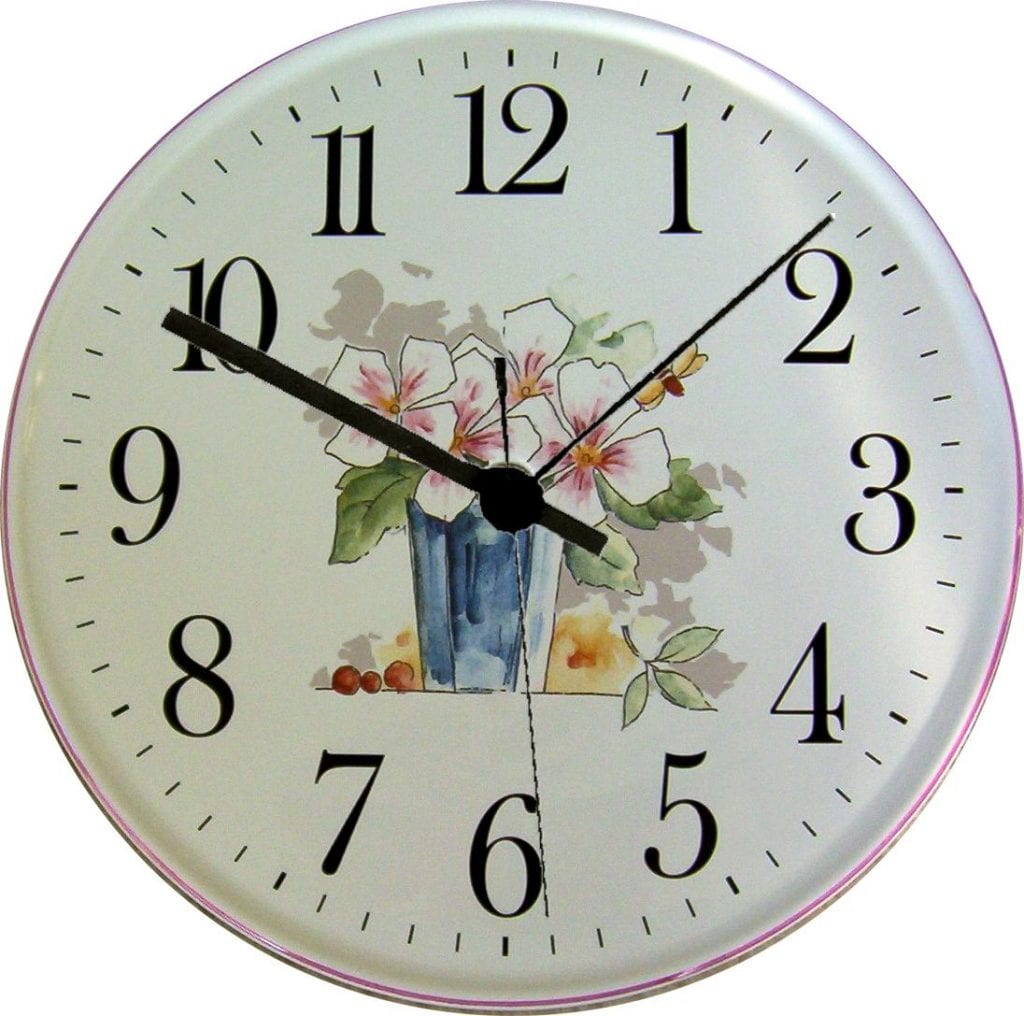 Orange-graue Blumen Keramik Wanduhr Zifferblatt versetzt Quarzuhr