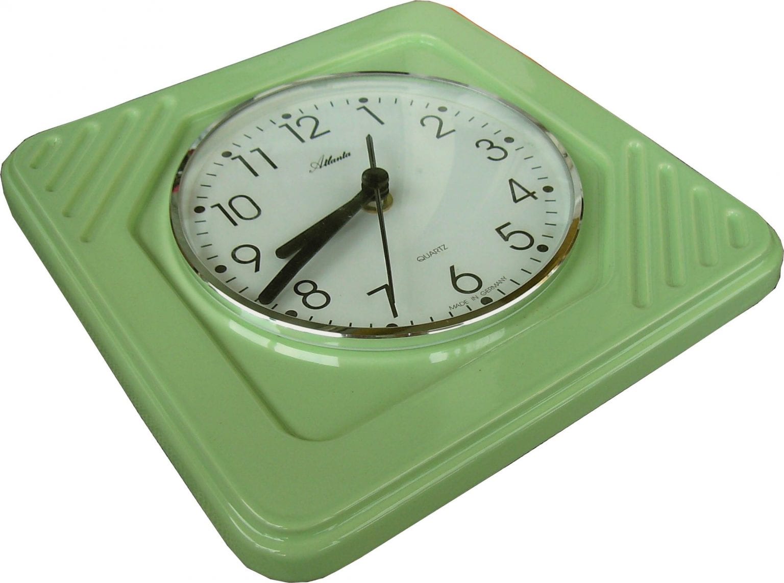 Küchenuhr viereckig Pudding-Grün glänzend Funkuhr – Evit Uhren und