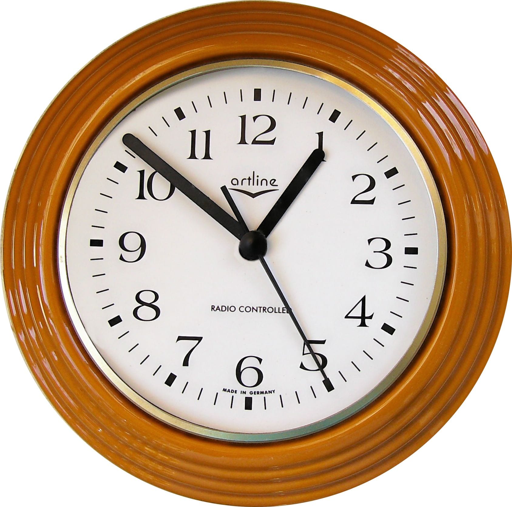 Küchenuhr hellgraue runde Uhr mit Rillen Funkuhr | Evit Uhren und Geschenke