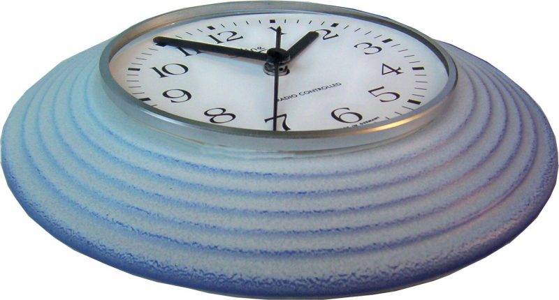 Keramik Küchenuhr rund Grau-Blau Zweischicht Seidenmatt Funkuhr – Evit