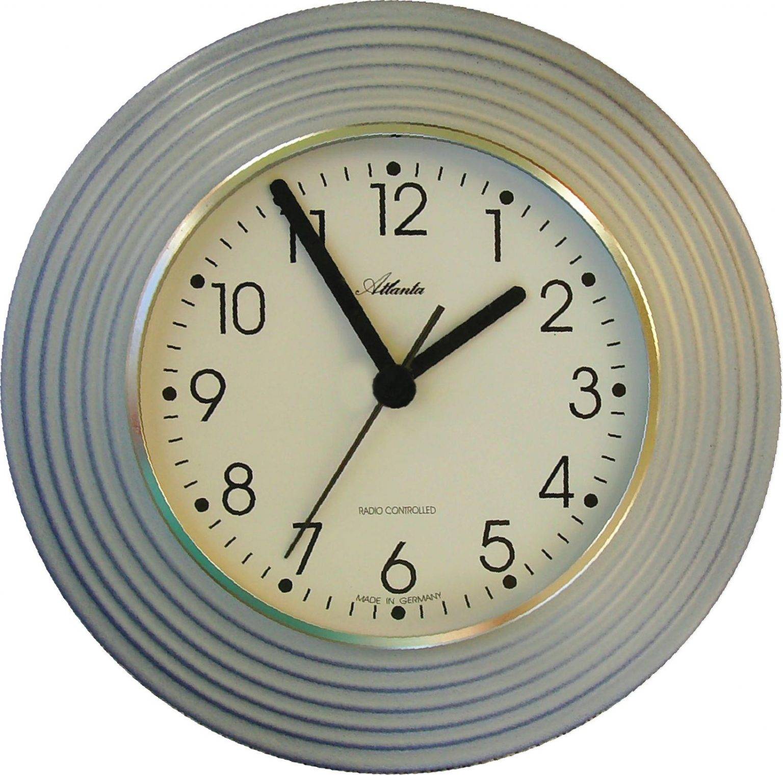 Keramik Küchenuhr rund Grau-Blau Zweischicht Seidenmatt Funkuhr – Evit